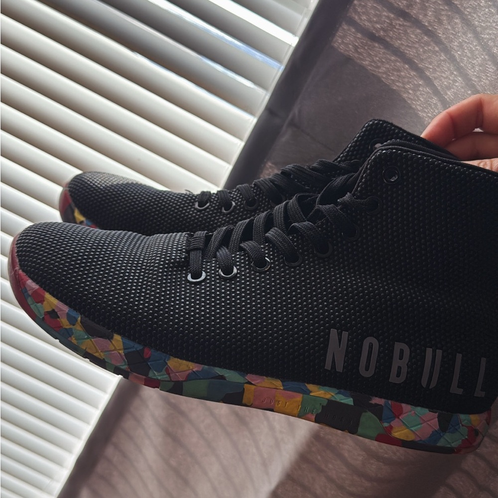 NOBULL Black High-Top Shoes with Multicolor Sole